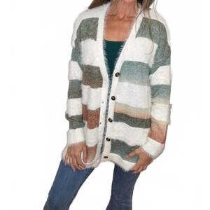 NEW COZY clove cardigan in ivory stripe